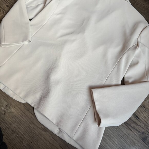 ABERCROMBIE & FITCH NUDE NEUTRAL TAUPE CREAM RELAXED BLAZER SUIT JACKET - SMALL - Picture 9 of 9